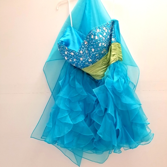NWT Homecoming Dress size 2XL Turquoise/ Lime - Picture 2 of 6